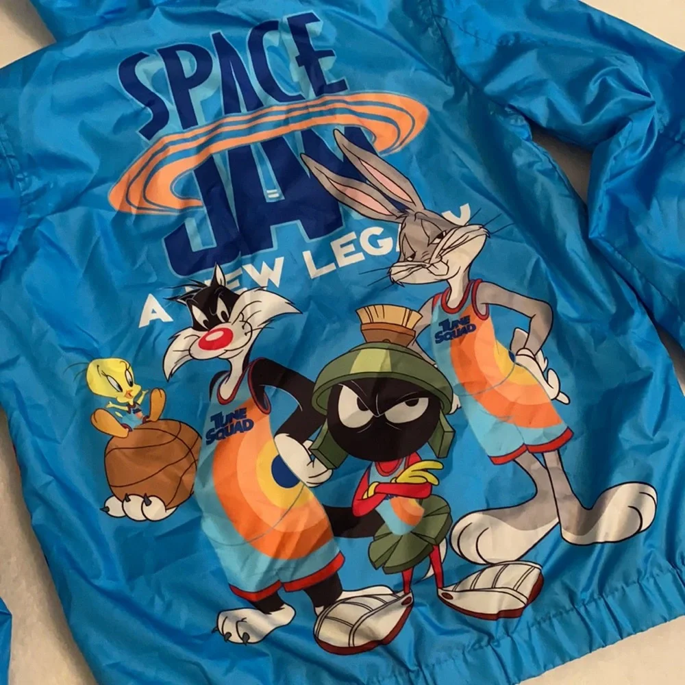 Members Only | Space Jam Tune Squad Team Graphic Windbreaker Hoodie Jacket 10/12 - Picture 15 of 16